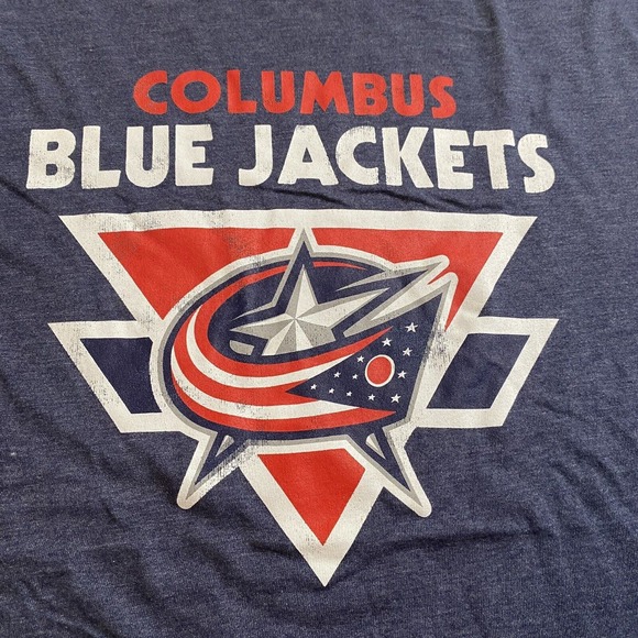 NHL Columbus Blue Jackets Logo Ringer Tee Men’s XL Blue Soft Hockey CBJ NWT - Picture 2 of 9